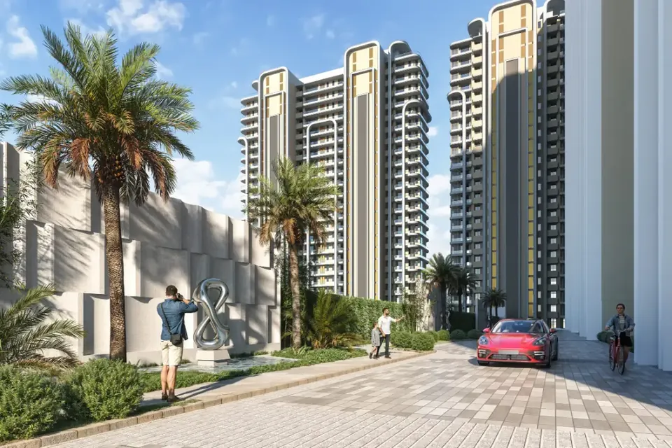 Vintage Greens towers and driveway, PR-7 Airport Road, Zirakpur (artist impression)